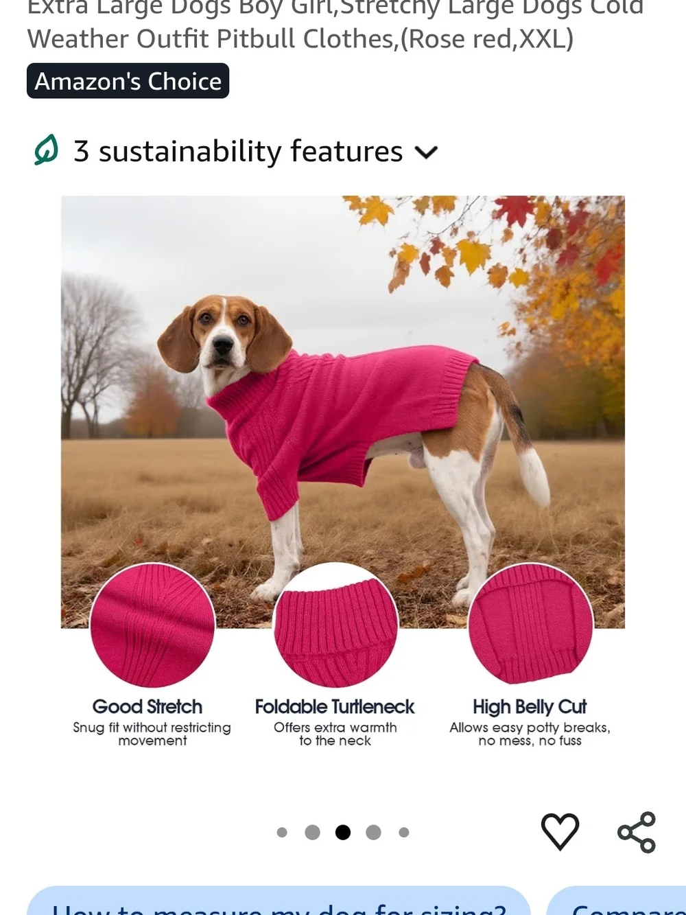 Pink 2XL Dog Sweater Turtleneck Thermal Knit NWOT
